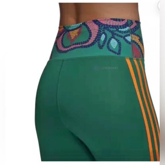 Adidas + Farm Rio Women's Bold Green/Signal‎ Orange athletic Leggings size small - Picture 9 of 14